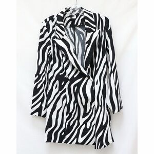H&M double-breasted loose fit blazer jacket oversized coat zebra print Small